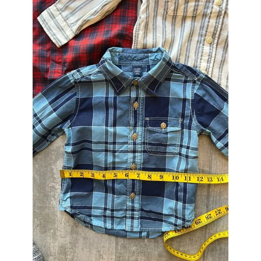 BABY GAP Set Lot of 3 Toddler Boy Button Down Collared Casual Dress Shirt 18-24m
